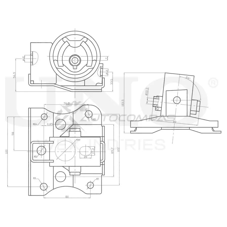 Опора двигателя передняя левая UNIO KKZT7 P0 RMP-15159 1441315794