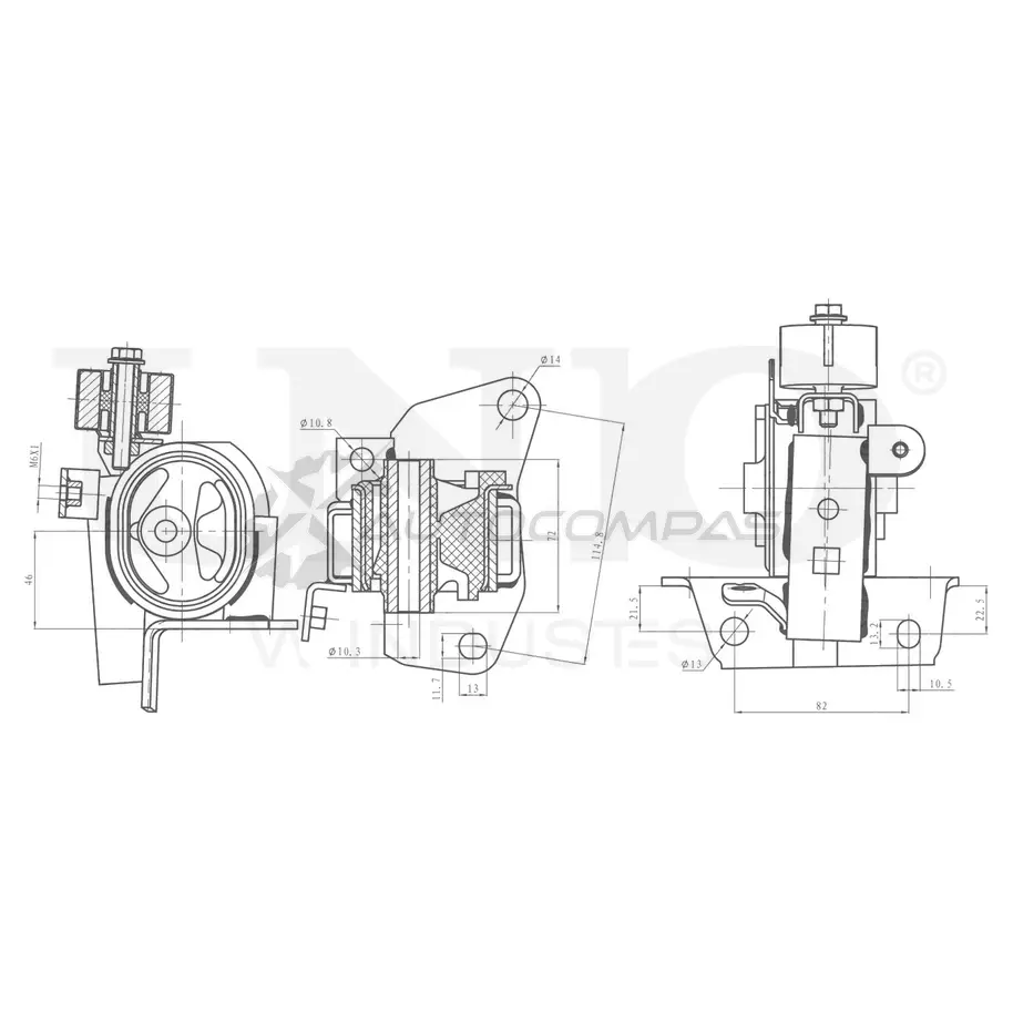 Опора двигателя передняя левая UNIO LMCAB A 1441315796 RMP-15025