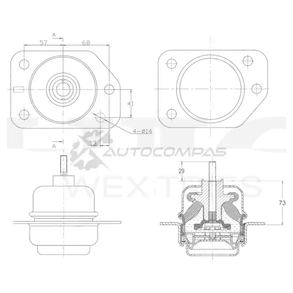 Опора двигателя передняя правая UNIO 1441315807 QX RIE RMP-15157