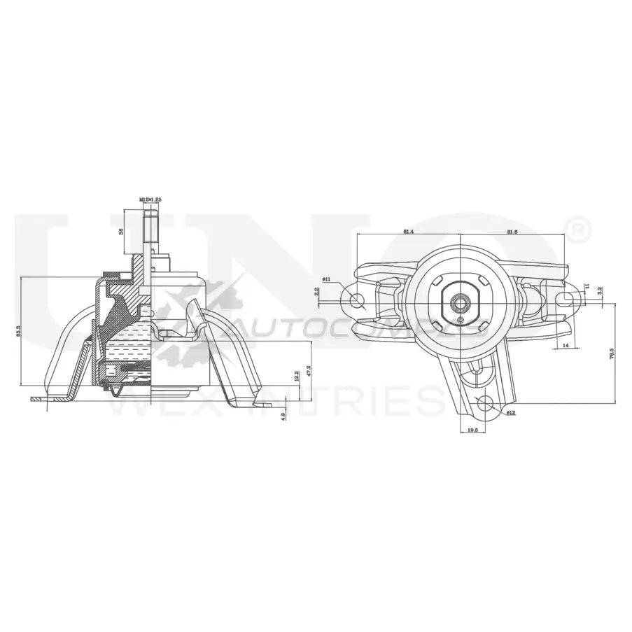 Опора двигателя передняя правая UNIO 1441315810 H695 NM RMP-15026