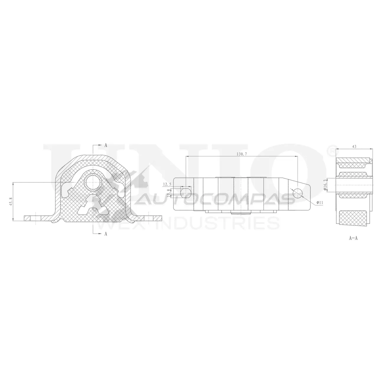 Опора двигателя передняя правая UNIO RMP-15081 1441315812 9N GI0