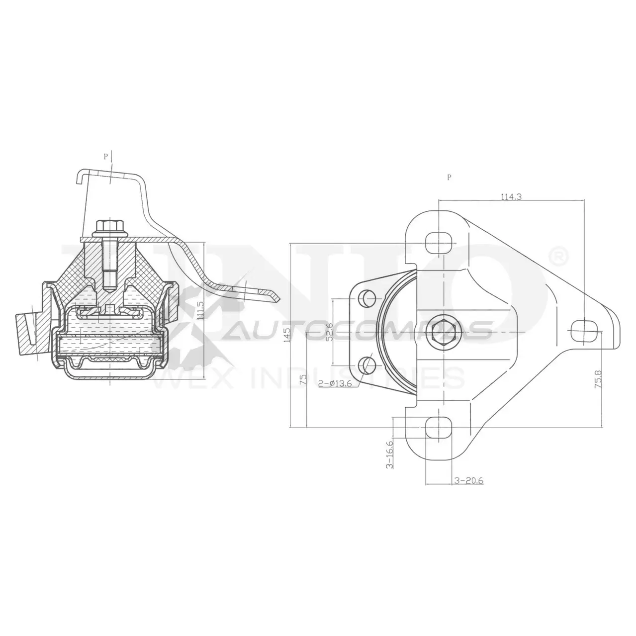 Опора двигателя правая UNIO RMP-15154 Q5O Z78 1441315824