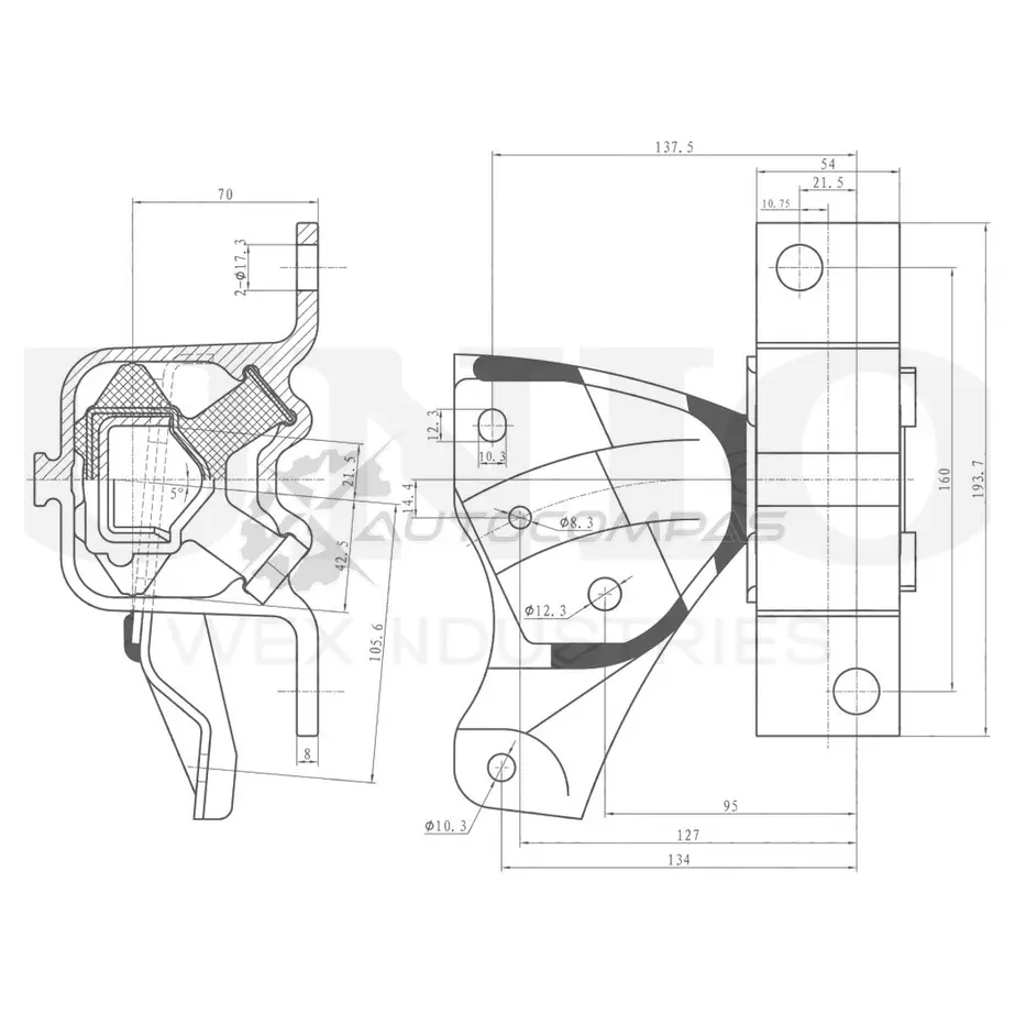 Опора двигателя правая UNIO 1441315833 ZCC W6 RMP-15044