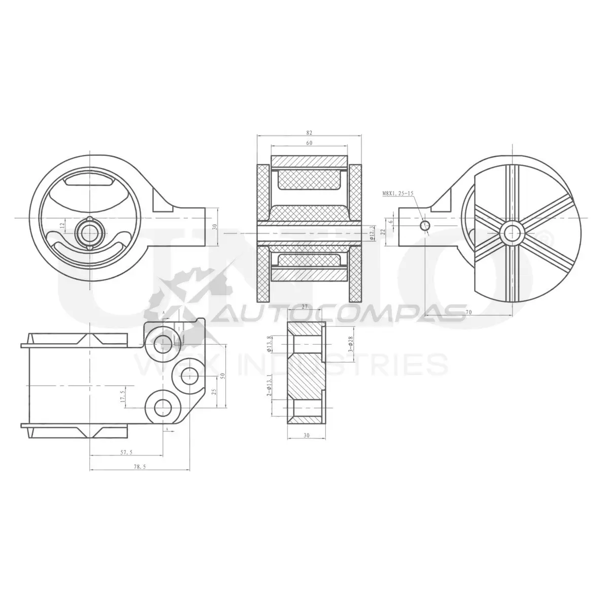 Опора двигателя правая UNIO XTL Y8 RMP-15059 1441315842