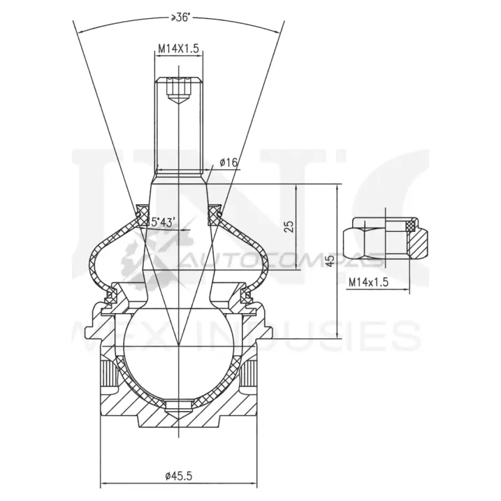 Опора шаровая передняя верхняя UNIO SSP-20097 VHOQ O 1441315880