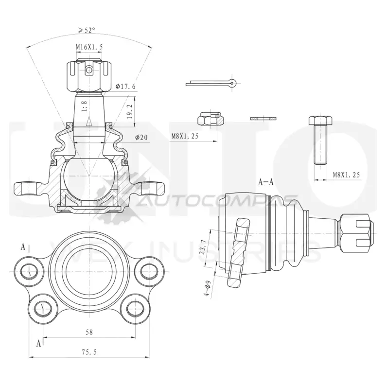 Опора шаровая передняя верхняя UNIO 1441315888 G J46C SSP-20141