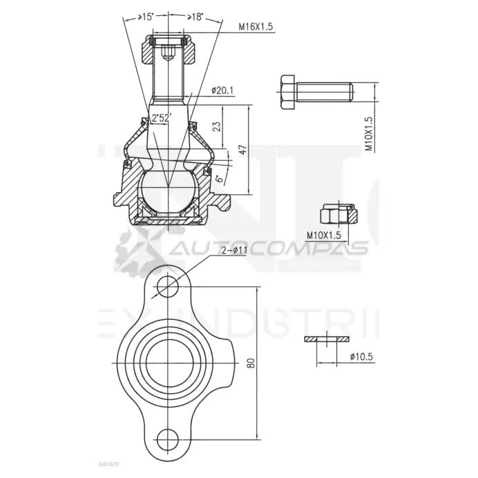 Опора шаровая передняя нижняя UNIO QUT2WC K SSP-20052 1441315901