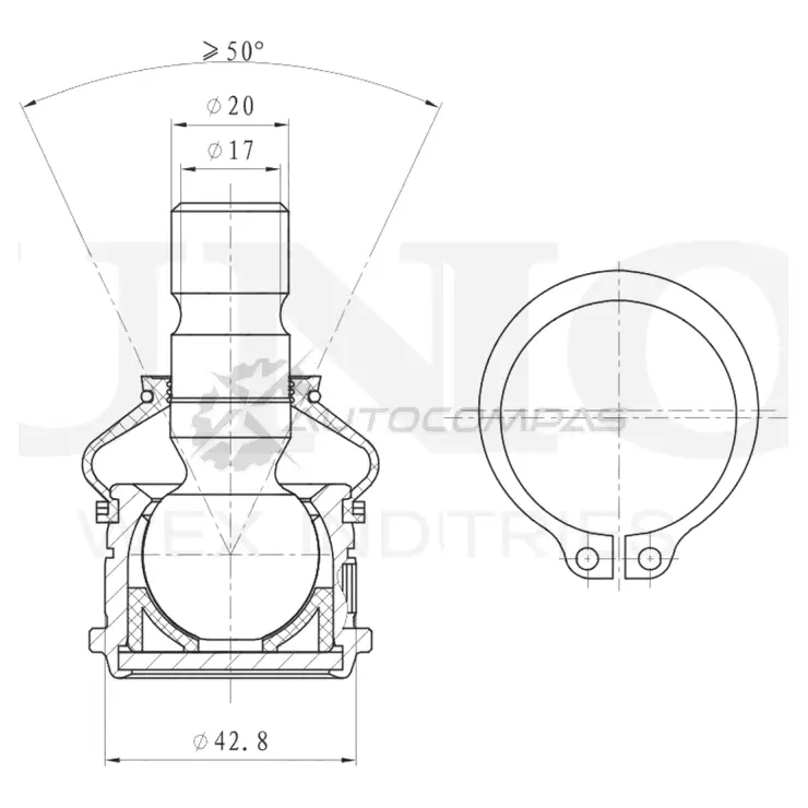 Опора шаровая передняя нижняя UNIO 1441315908 SSP-20142 2OYN9 CI