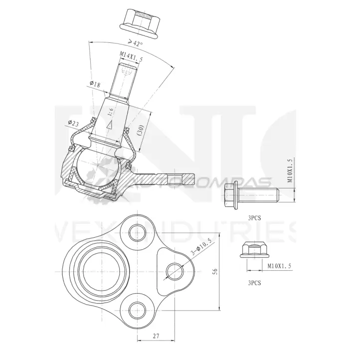 Опора шаровая передняя нижняя UNIO 1441315921 K PN5Y SSP-20116