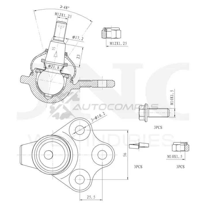 Опора шаровая передняя нижняя UNIO 1441315932 SSP-20114 Q8 MJZ