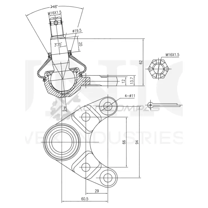 Опора шаровая передняя нижняя UNIO C DO9C 1441315948 SSP-20025