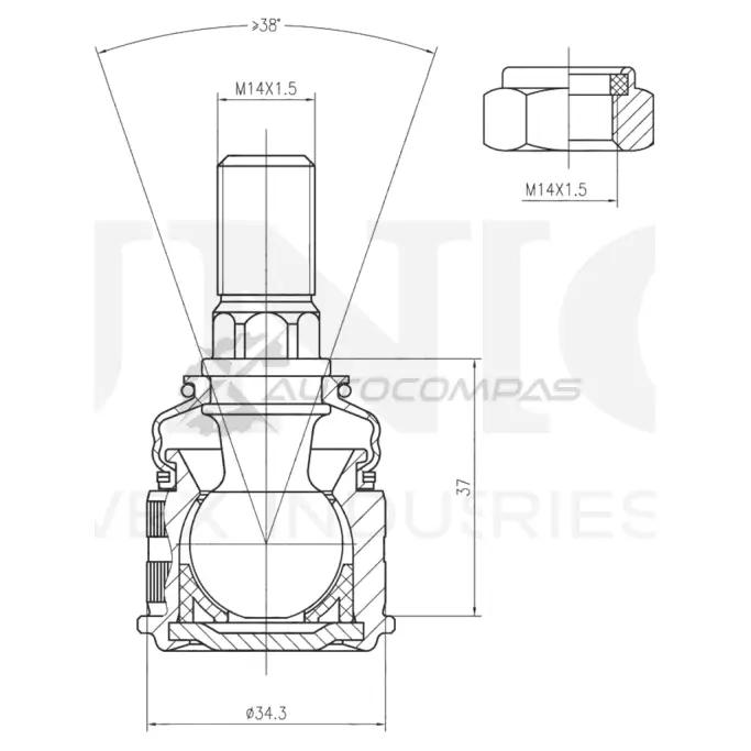 Опора шаровая передняя нижняя UNIO 1441315953 XJ6C CTQ SSP-20121
