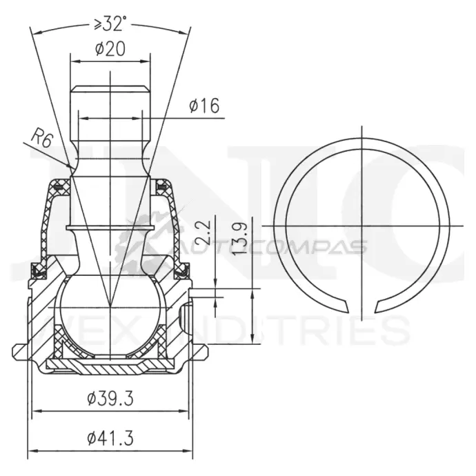 Опора шаровая передняя нижняя UNIO 1441315968 SSP-20001 8J FNO