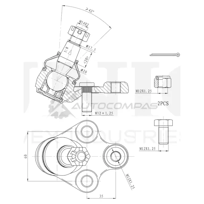 Опора шаровая передняя нижняя UNIO YBHS0 JC 1441315989 SSP-20028