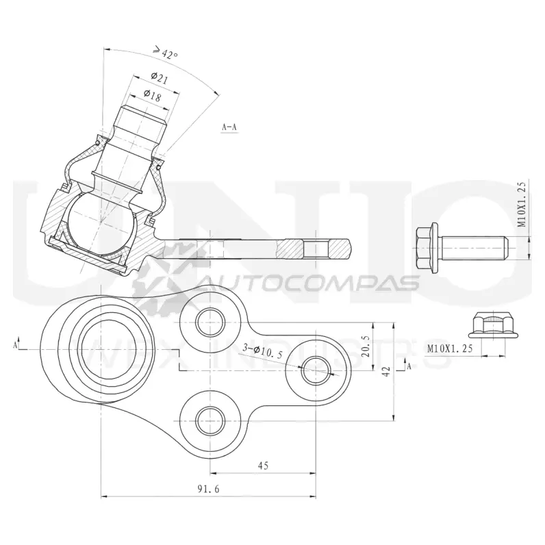 Опора шаровая передняя нижняя левая UNIO B 8RM4F SSP-20109 1441315999