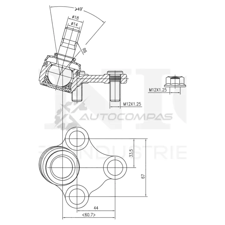 Опора шаровая передняя нижняя левая UNIO SSP-20130 BO2M IB 1441316009
