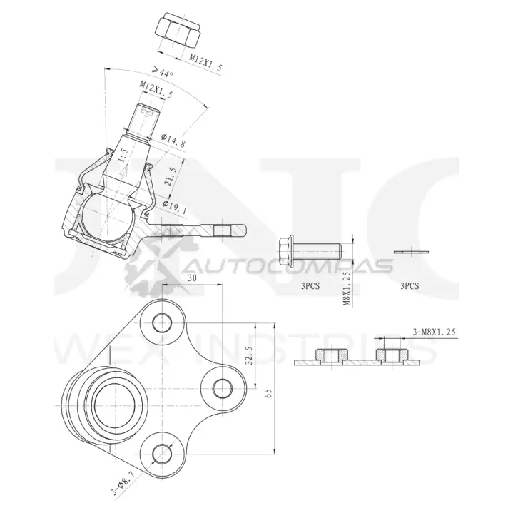 Опора шаровая передняя нижняя правая UNIO 1441316026 SSP-20049 TBFD T4A