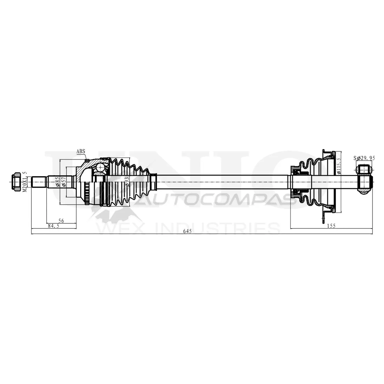 Привод в сборе передний левый UNIO CVJ-10068 C4YI A0 1441316228