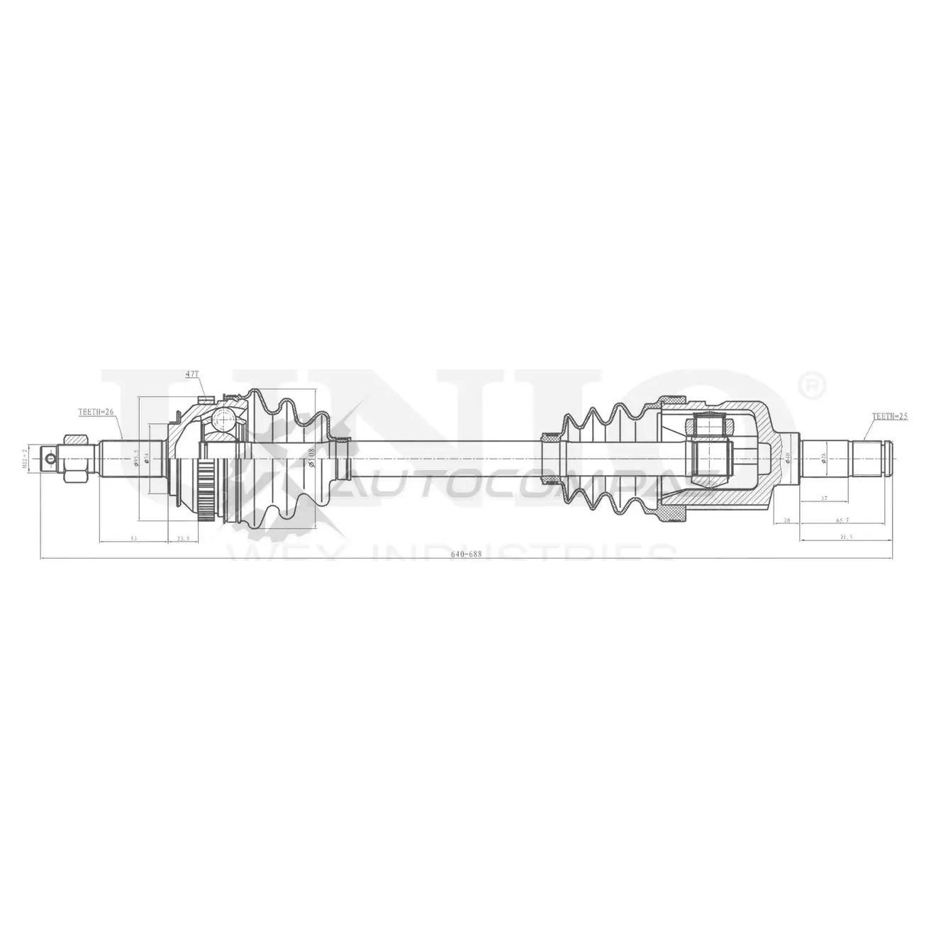 Привод в сборе передний левый UNIO CVJ-10099 1441316238 Y9D97S A