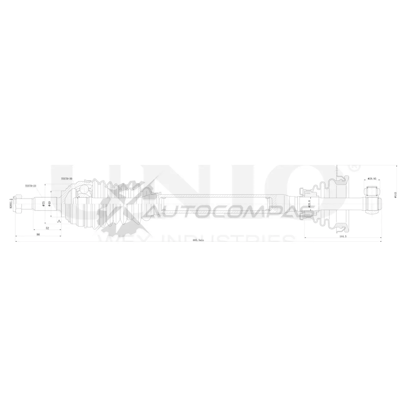 Привод в сборе передний левый UNIO CVJ-10010 1441316239 RZZ IL