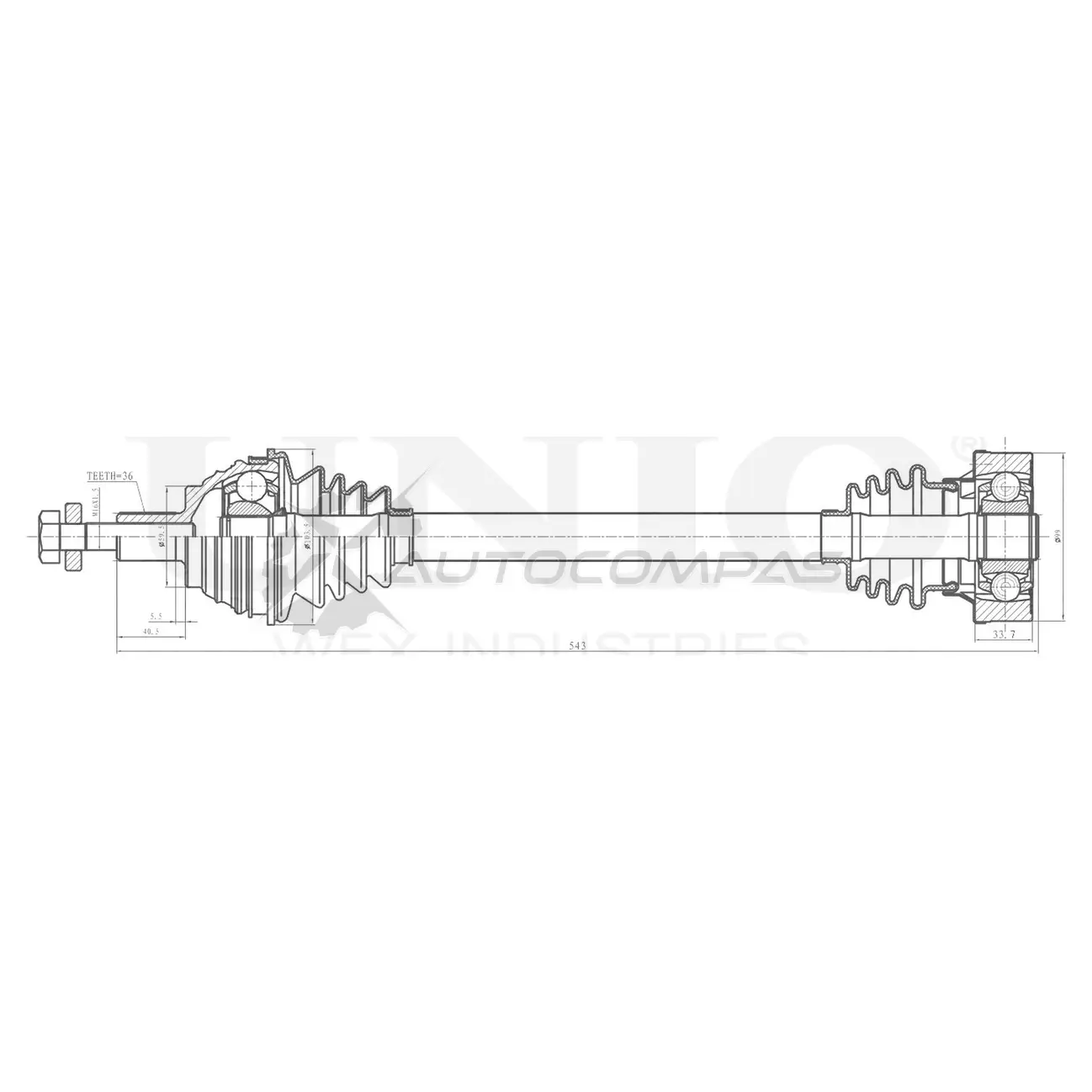 Привод в сборе передний левый UNIO 1441316243 CVJ-10120 JLY GU