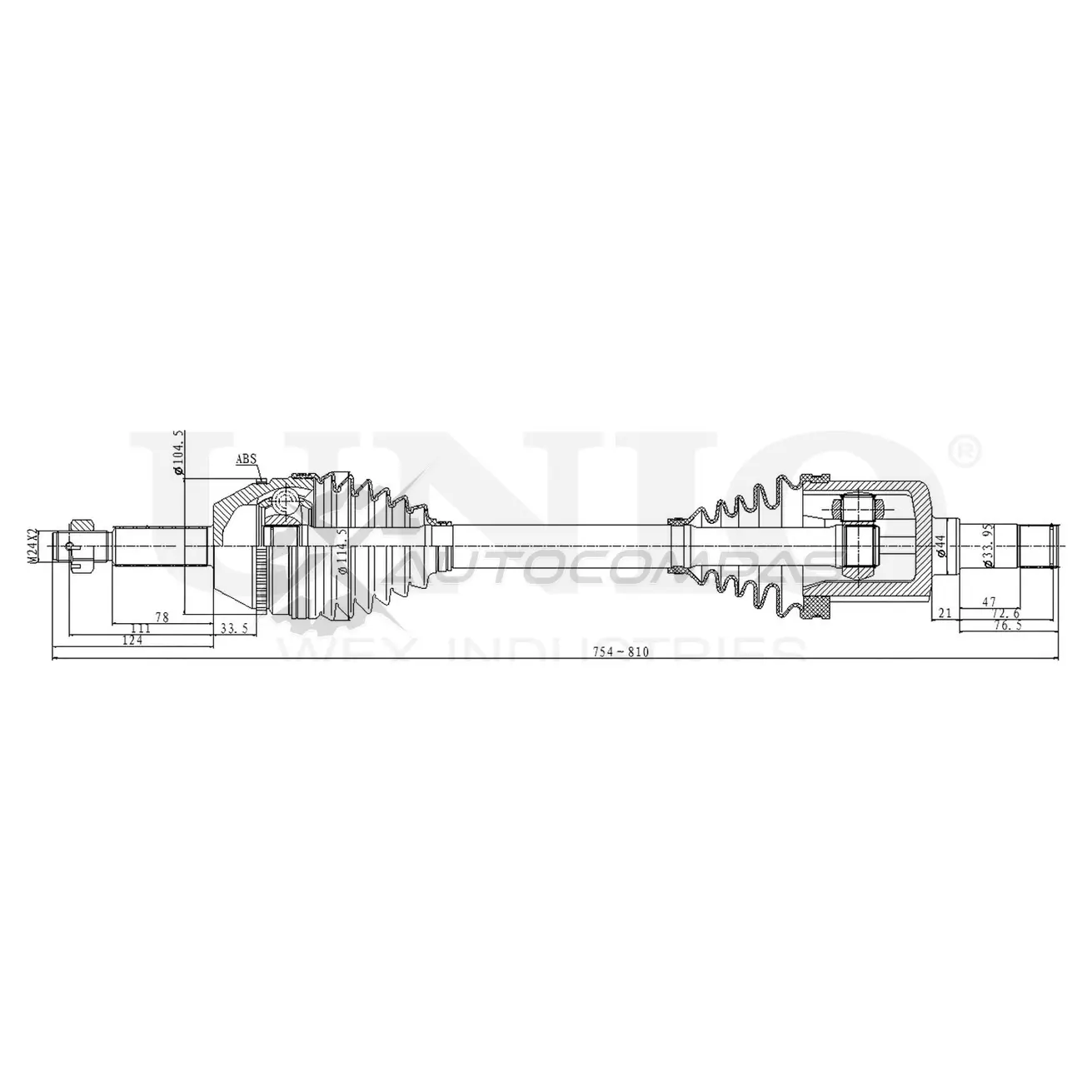 Привод в сборе передний левый UNIO XYUF RT CVJ-10128 1441316246