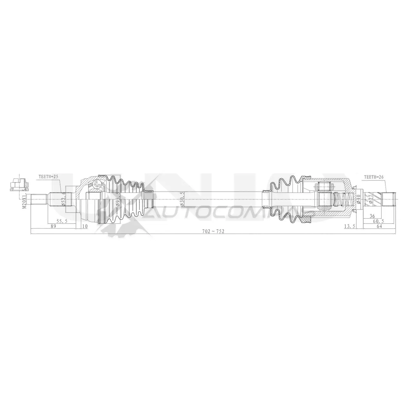 Привод в сборе передний левый UNIO TUH HBDV CVJ-10076 1441316248