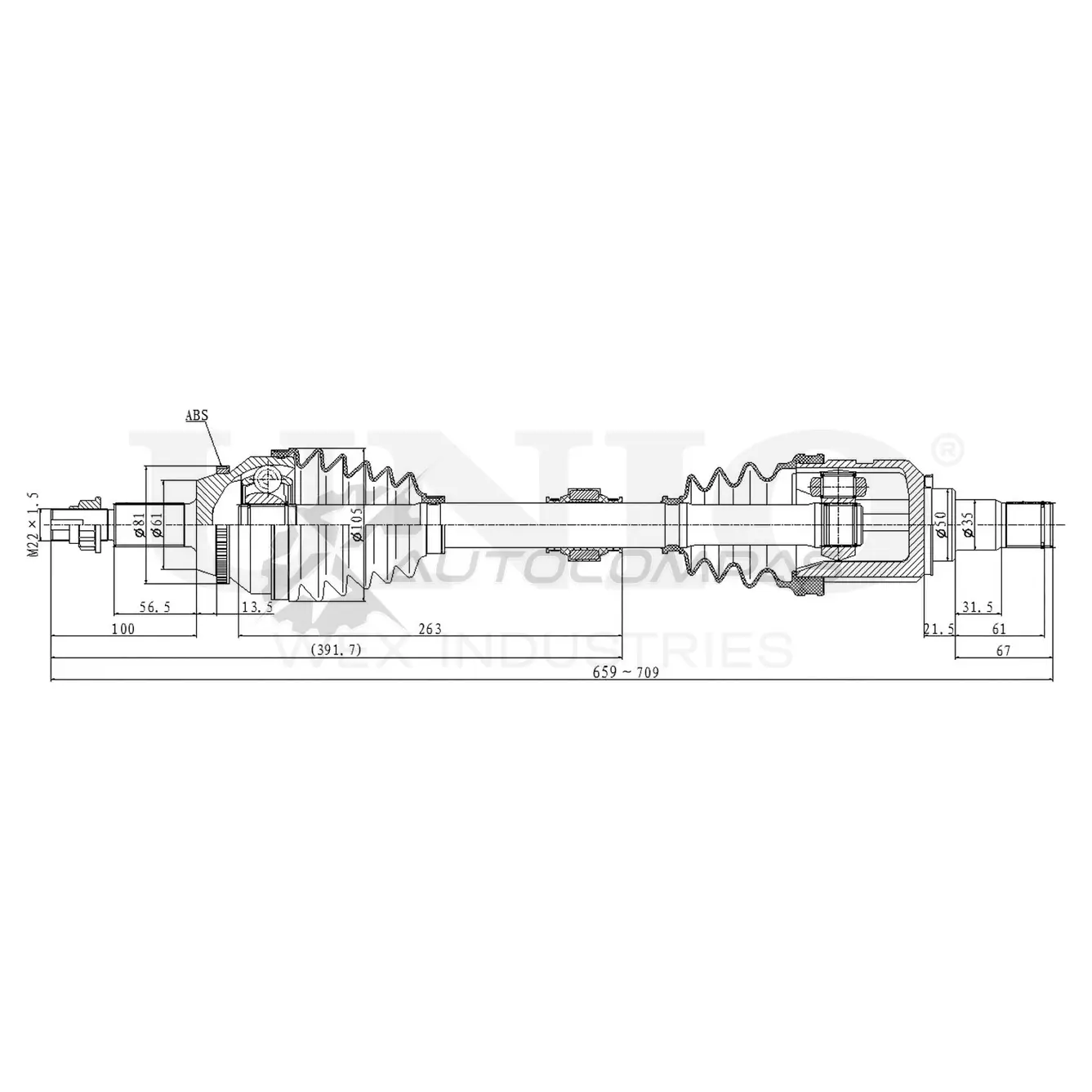 Привод в сборе передний левый UNIO CVJ-10121 1441316249 C PCVKQ
