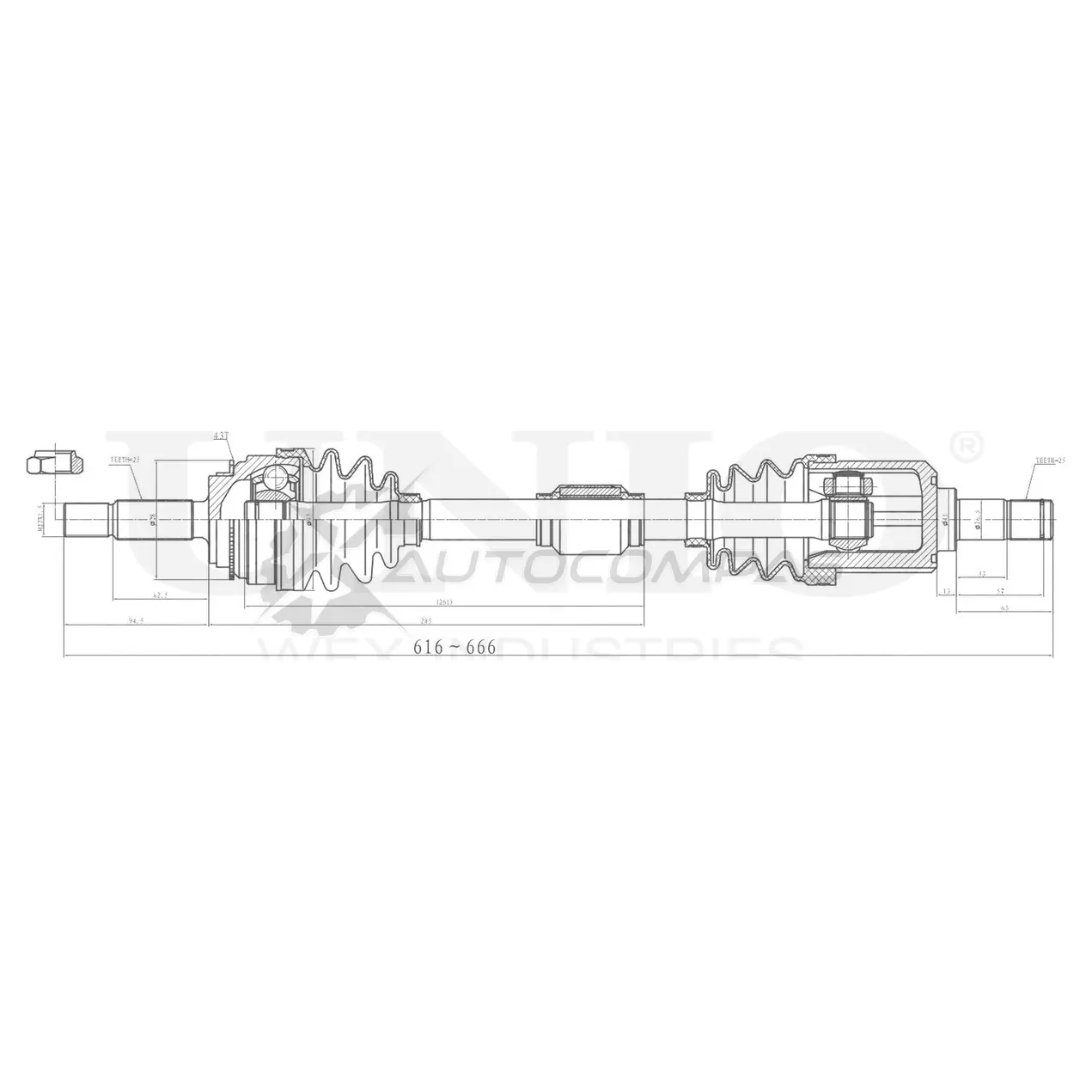 Привод в сборе передний левый UNIO CVJ-10074 S BN8L 1441316252