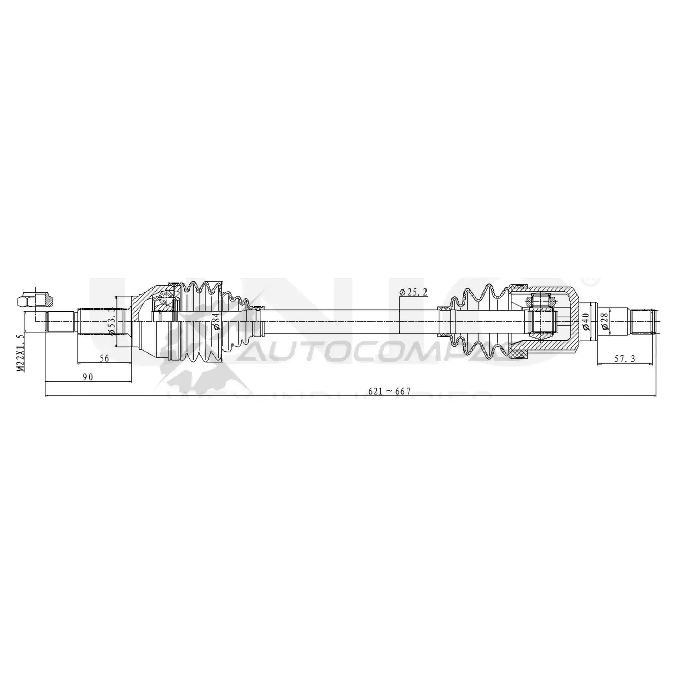 Привод в сборе передний левый UNIO CVJ-10022 R9IO X 1441316258