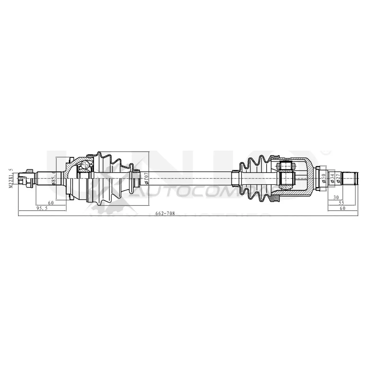 Привод в сборе передний левый UNIO 1441316263 QT8 XG CVJ-10126