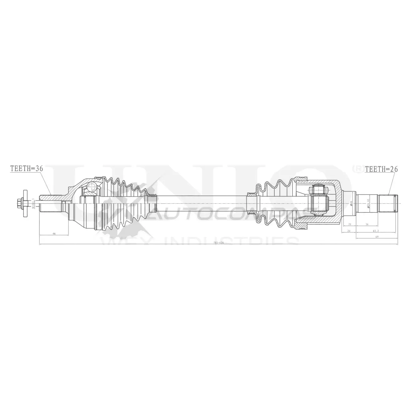 Привод в сборе передний левый UNIO 24P BSX CVJ-10115 1441316267