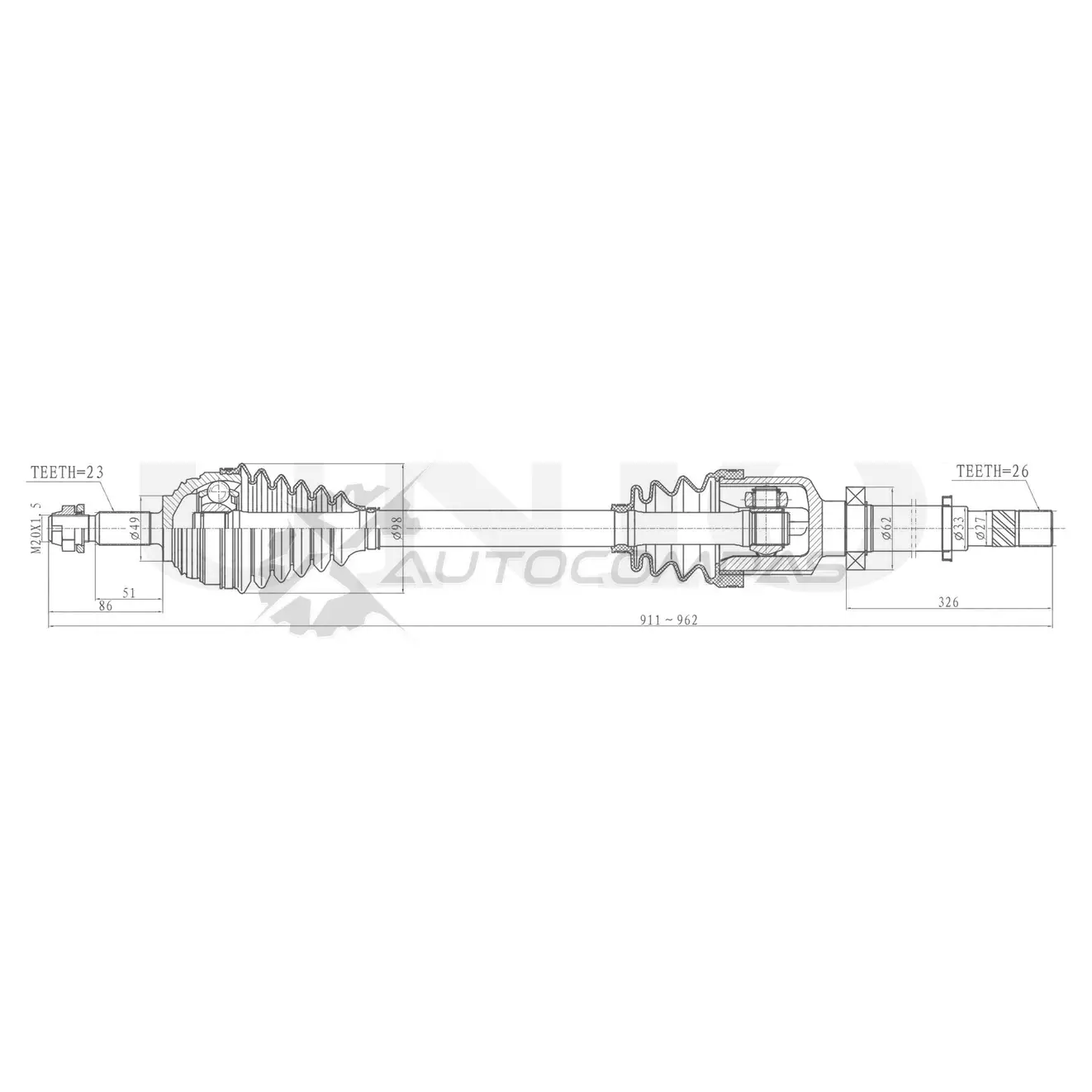 Привод в сборе передний правый UNIO Z END0 1441316295 CVJ-10031