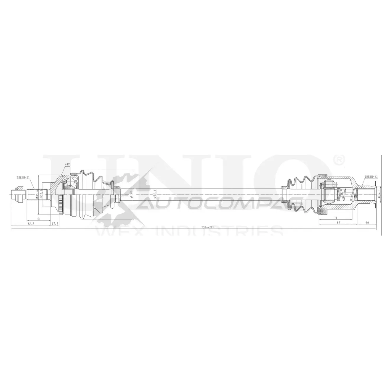 Привод в сборе передний правый UNIO 1441316299 CVJ-10065 52SP Q3