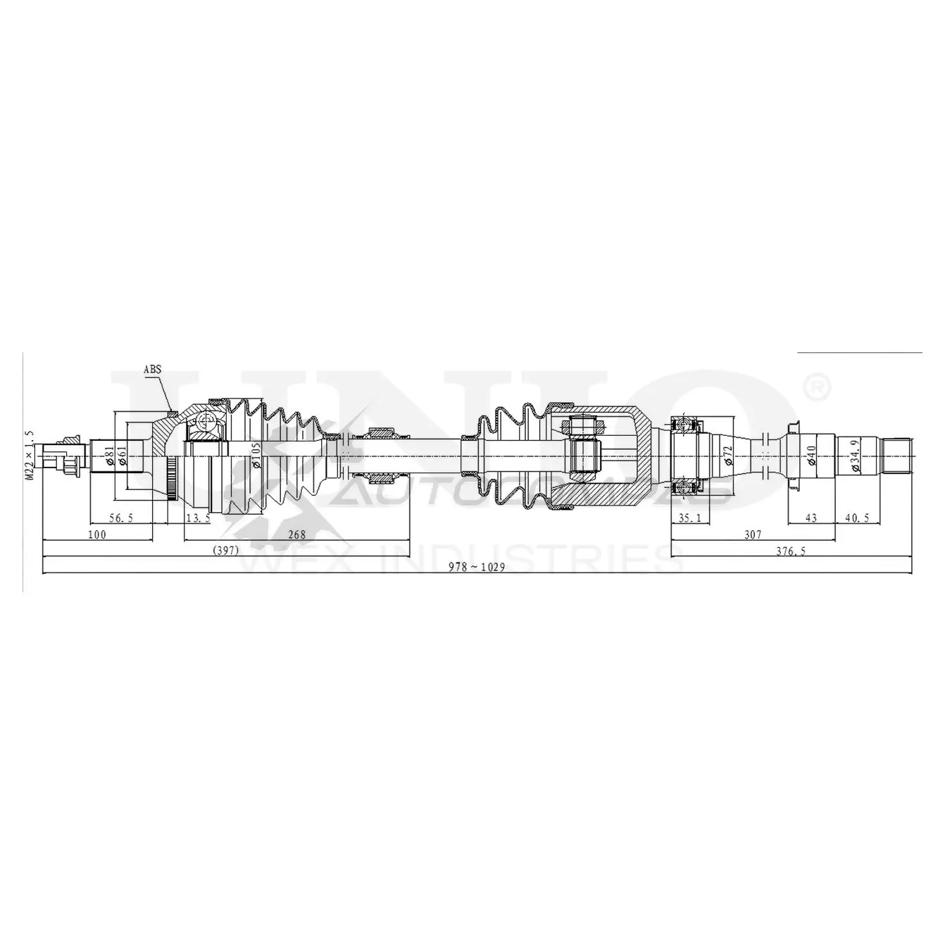 Привод в сборе передний правый UNIO 1441316308 CVJ-10046 TE 8QOC4
