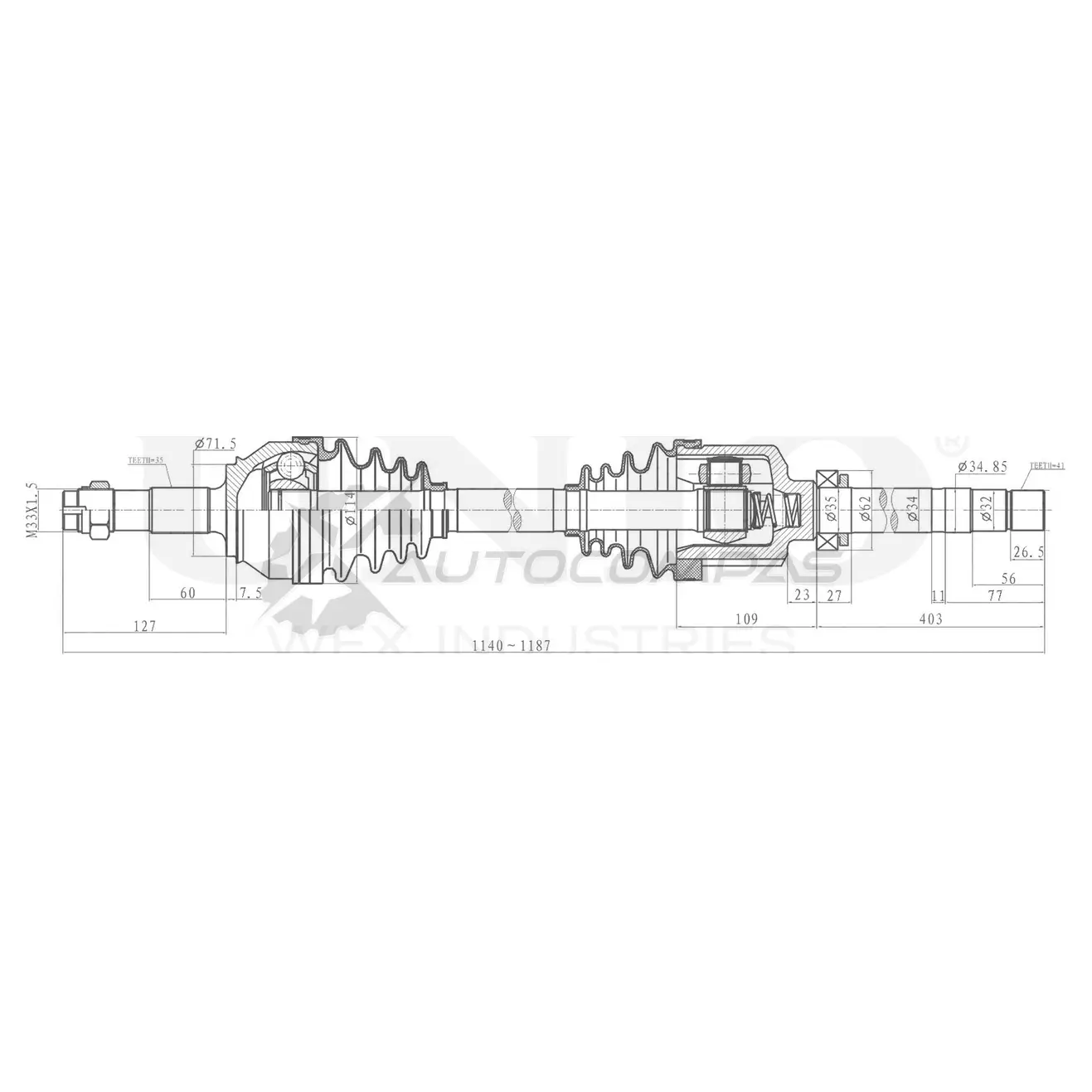 Привод в сборе передний правый UNIO 1441316323 CVJ-10105 N MTHC