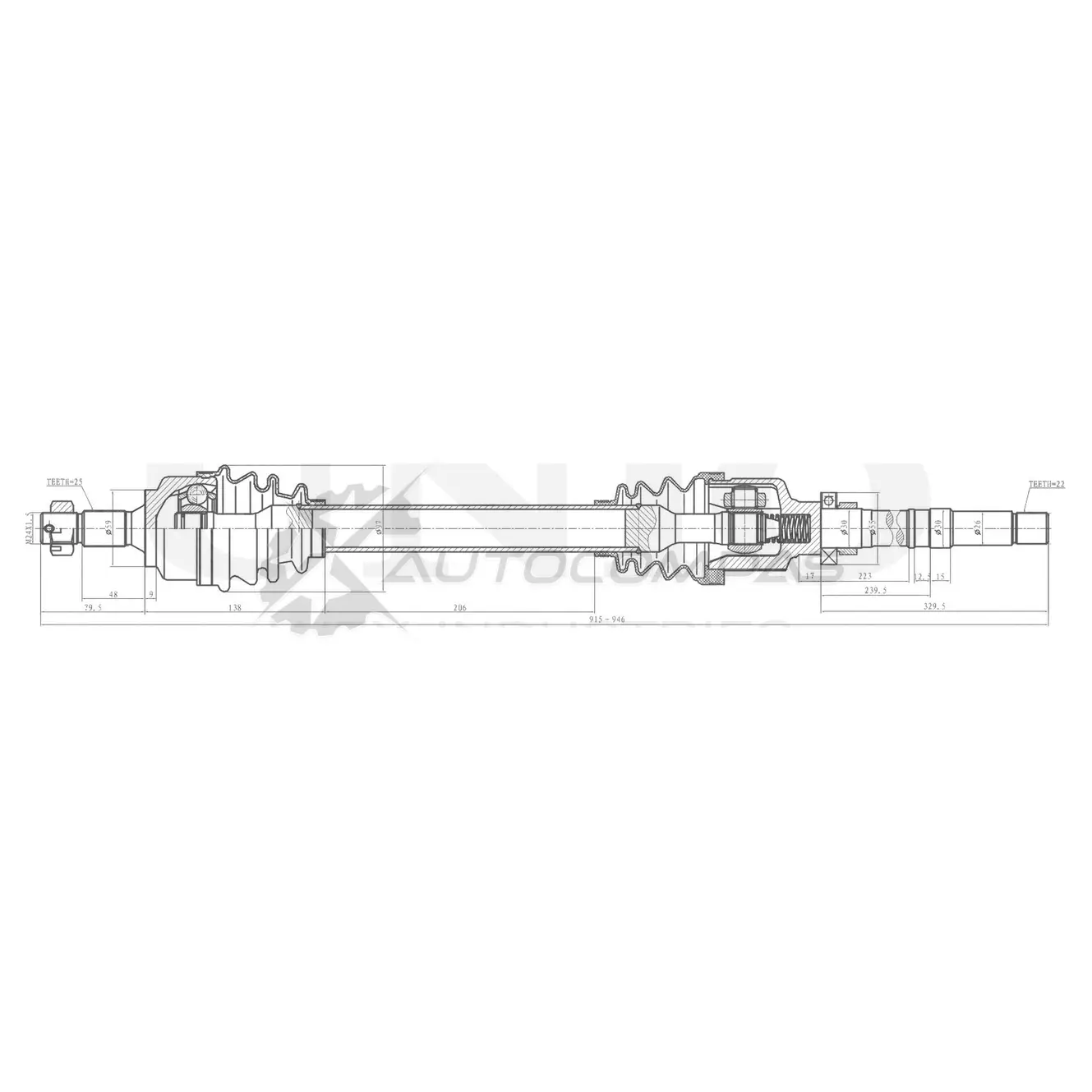 Привод в сборе передний правый UNIO B 7JWG CVJ-10063 1441316336