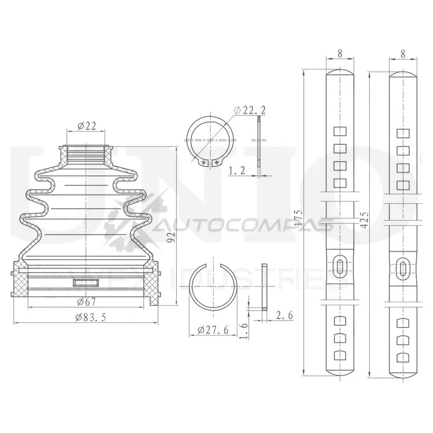 Пыльник ШРУСа (к-т) UNIO YZYO2 QX 1441316461 DUC-30073K