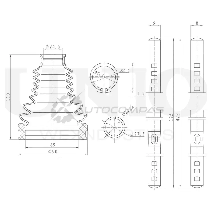 Пыльник ШРУСа (к-т) UNIO QSA 2SO DUC-30058K 1441316463