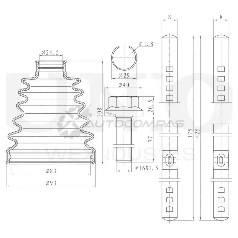 Пыльник ШРУСа (к-т) UNIO TRS1 B DUC-30106K 1441316469