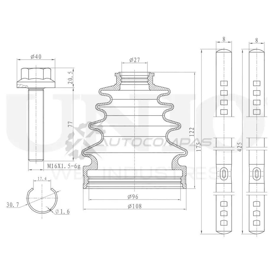 Пыльник ШРУСа (к-т) UNIO DUC-30068K H C0KQ2 1441316481