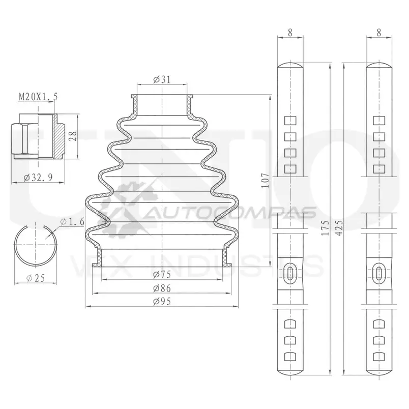 Пыльник ШРУСа (к-т) UNIO DUC-30037K RXB AY 1441316490