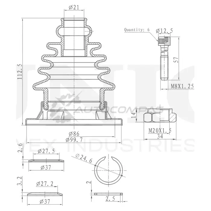 Пыльник ШРУСа (к-т) UNIO FV KYQ DUC-30049K 1441316526