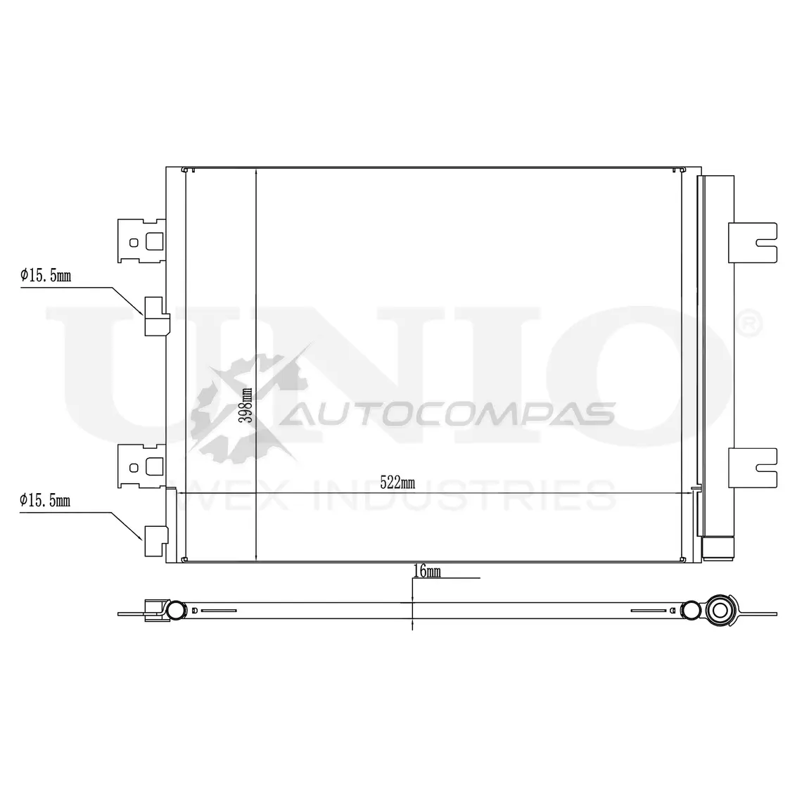 Радиатор кондиционера UNIO RAD-30011 5OZEZ O2 1441316594