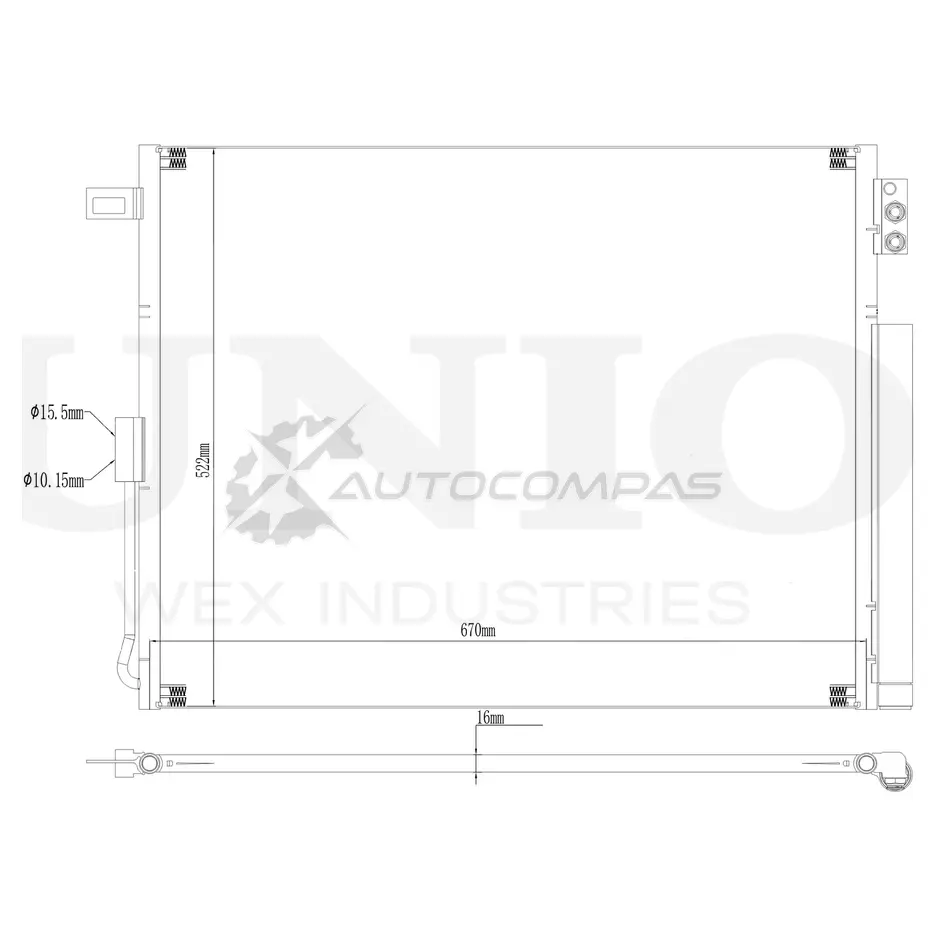 Радиатор кондиционера UNIO 1441316597 YA UVIG RAD-30018