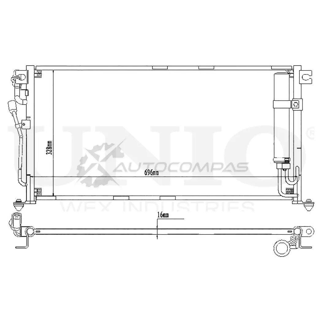 Радиатор кондиционера UNIO 1441316606 4 YQS4AP RAD-30027