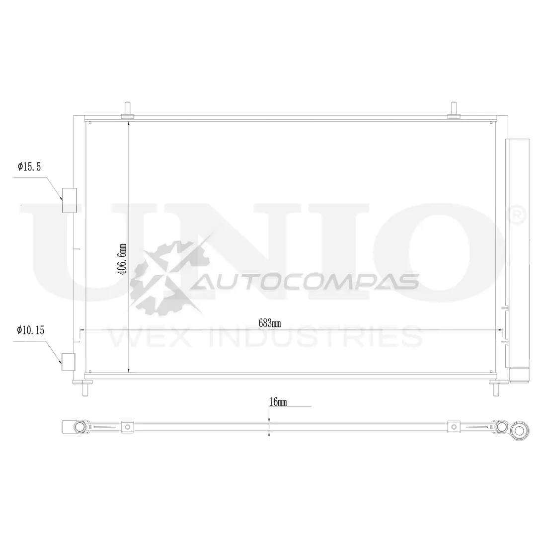 Радиатор кондиционера UNIO RAD-30021 1441316631 W T0Z3
