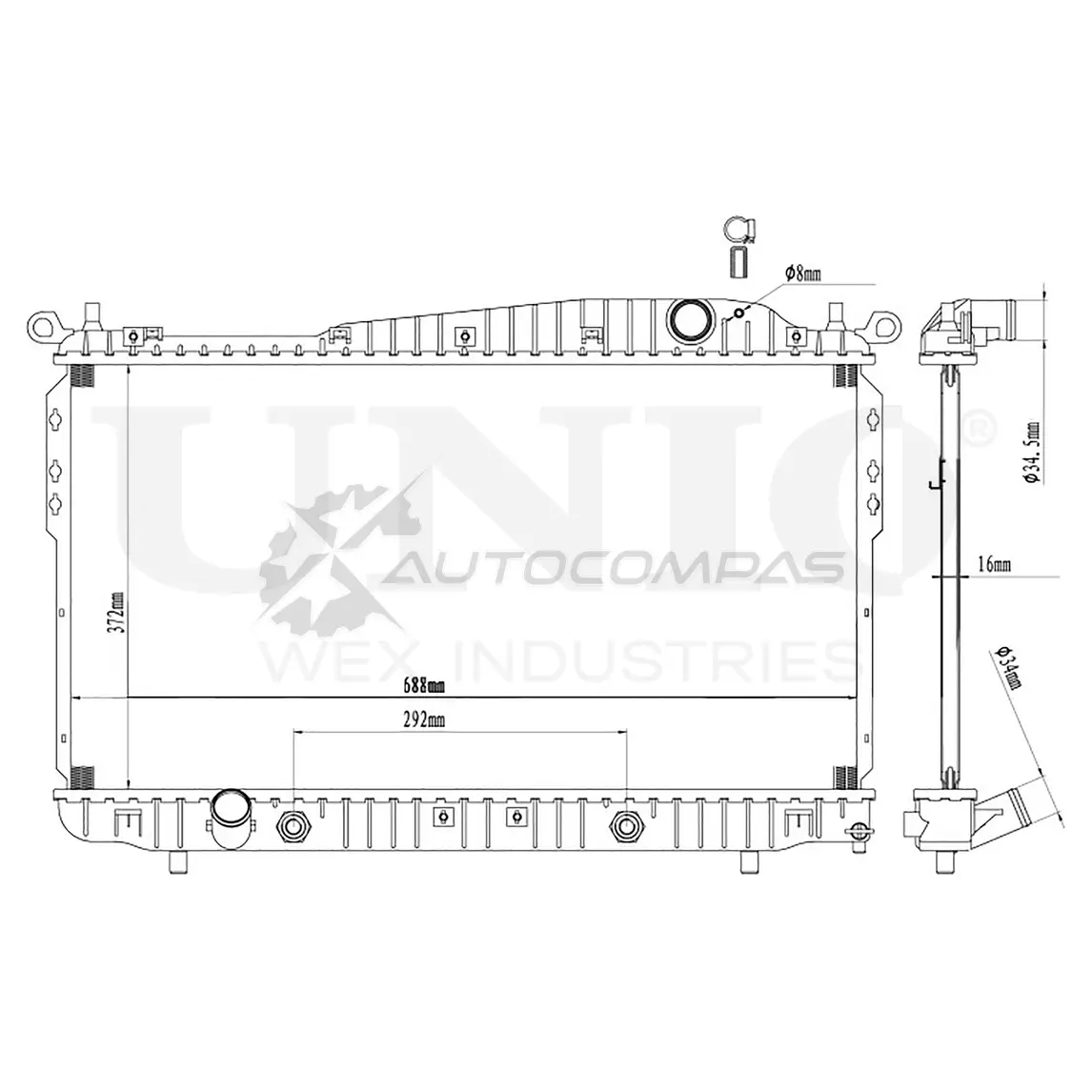 Радиатор охлаждения двигателя UNIO RAD-10010 4BXNCB Z 1441316715