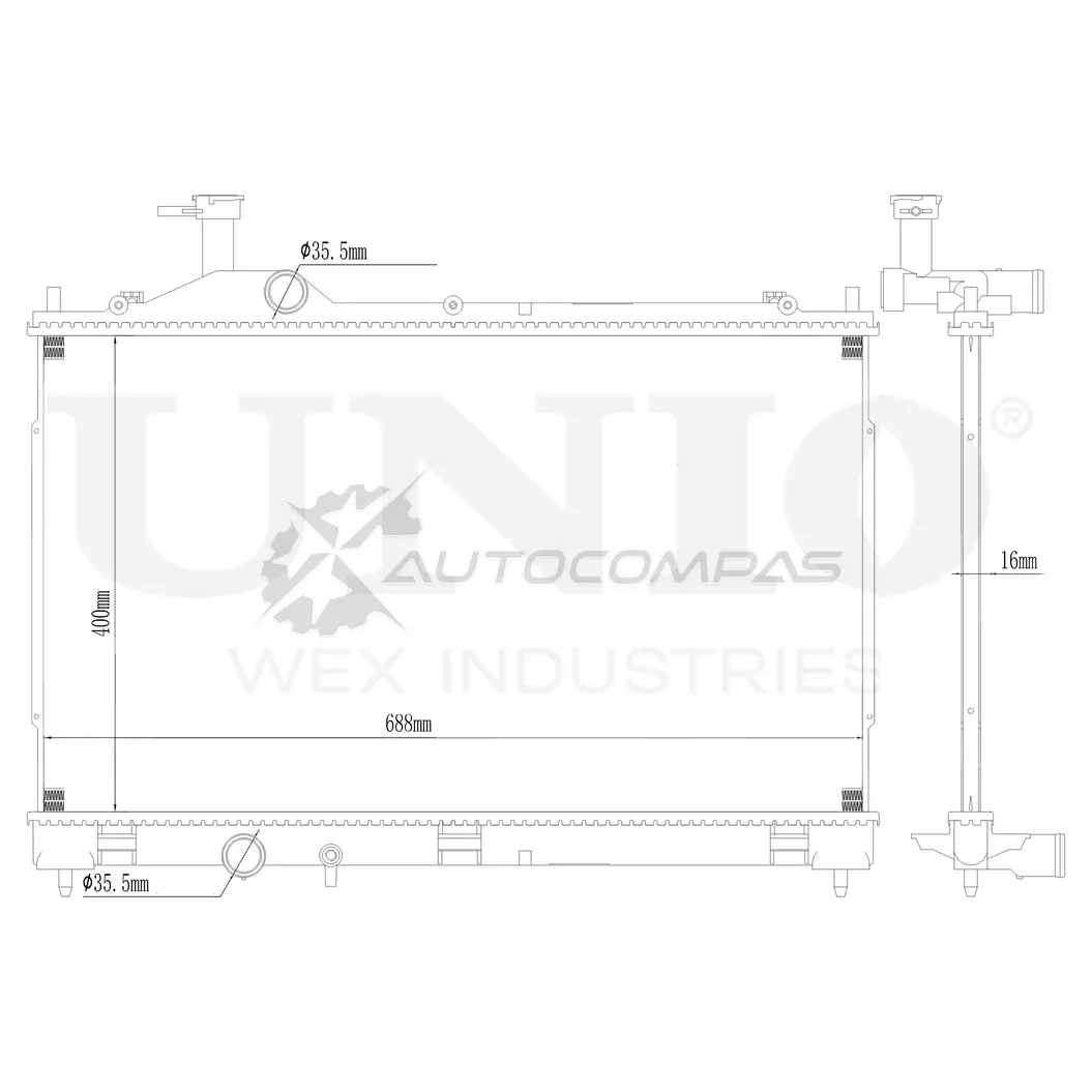 Радиатор охлаждения двигателя UNIO 1441316723 RAD-10048 8NG 2SC