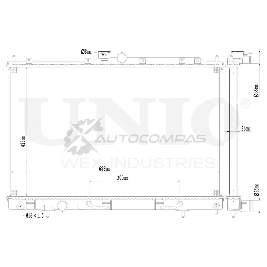 Радиатор охлаждения двигателя UNIO PP ZMM RAD-10050 1441316818